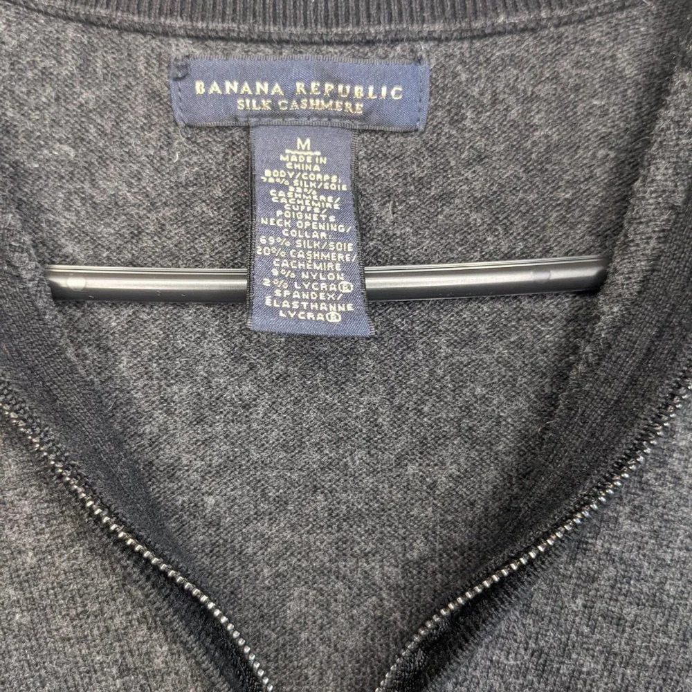 Banana Republic Silk Cashmere Half Zip Pullover Medium